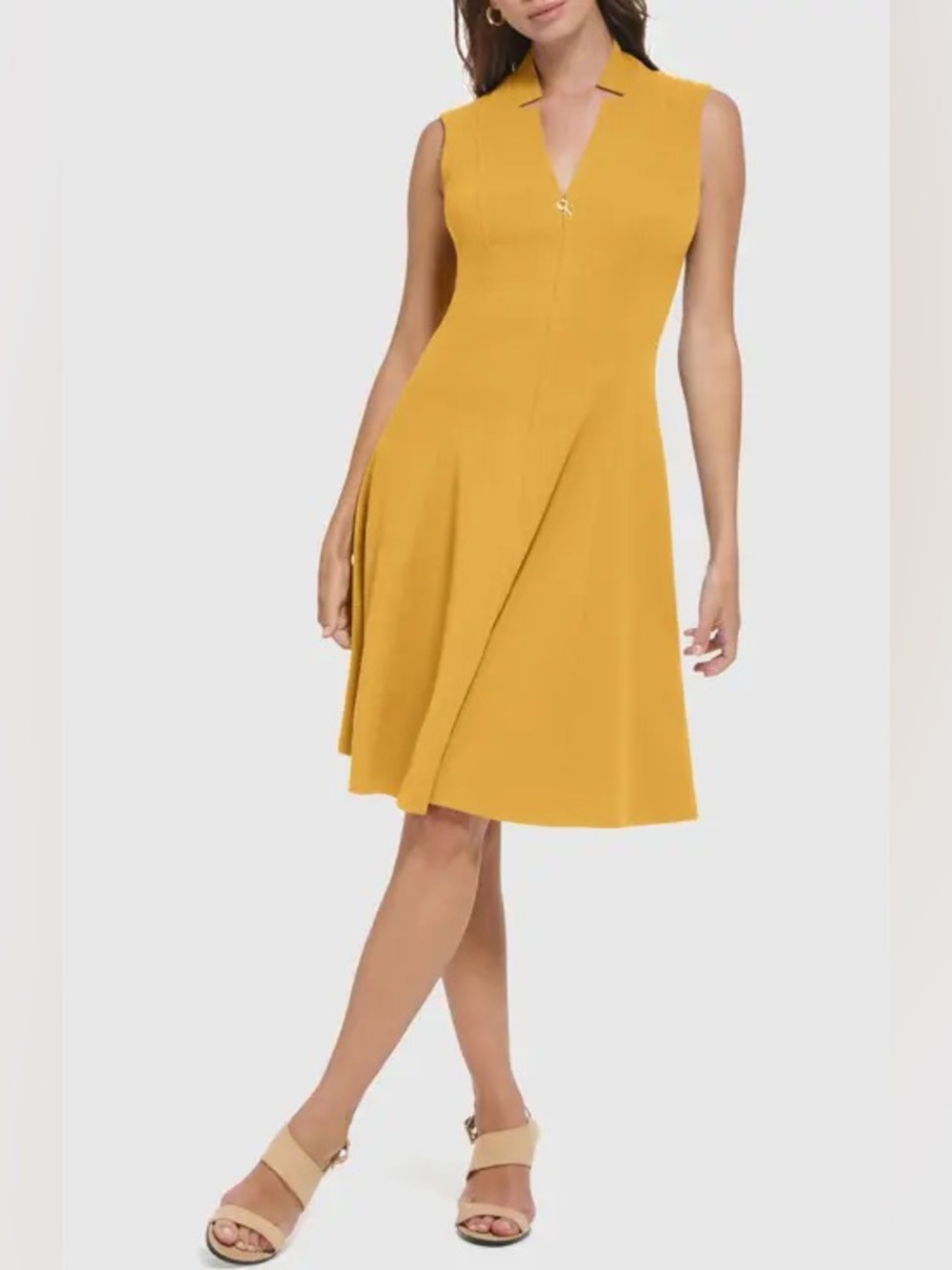 Calvin Klein | Mustard yellow sleeveless A-line swing dress size 2